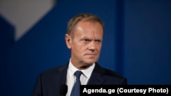 European Council President Donald Tusk at the 10th anniversary of the Eastern Partnership initiative in Batumi, Georgia.