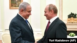 Прем’єр-міністр Ізраїлю Біньямін Нетаньягу та російський президент Володимир Путін, Москва, 11 липня 2018 року