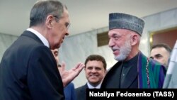 Ministri i Jashtëm i Rusisë, Sergei Lavrov gjatë pritjes së delegacionit nga Afganistani. 