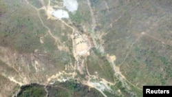Түндүк Кореянын Пунгери өзөктүк сыноо полигонунун спутниктен тартылган сүрөтү. 14-май, 2018-жыл.