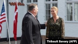 Secretarul de stat american Mike Pompeo și șefa guvernului danez, Mette Frederiksen, 22 iulie, 2020