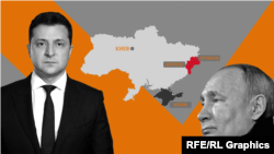 Președintele Ucrainei, Volodimir Zelenski, și președintele Rusiei, Vladimir Putin (colaj) 