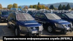 Част от закупените с втората поръчка през 2017 г. 51 автомобила Volkswagen Tiguan, представени от МВР заедно с 290-те джипа Great Wall, 7 октомври 2018 г.