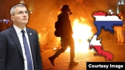 Коллаж: Мамука Мдинарадзе, протесты в Тбилиси (2024 год) и карта Таиланда