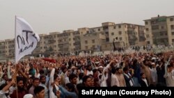 A Pashtun Tahafuz Movement (PTM) protest in Karachi on January 20.