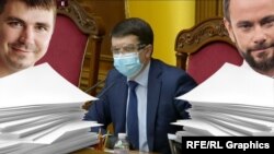 Народні депутати Атон Поляков, Дмитро Разумков, Олександр Дубінський. Колаж