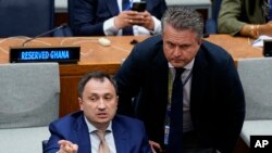 Mikola Szolszkij (elöl) az ENSZ élelmiszer-biztonsággal foglalkozó tanácskozásán New Yorkban 2022. május 18-án