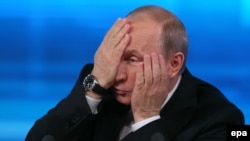 Руският президент Владимир Путин говори по време на годишната си пресконференция през 2021 г. Снимката е илюстративна. 