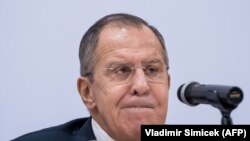 Russian Foreign Minister Sergei Lavrov attends a press conference after the 24th Ministerial Council of the OSCE in Vienna on December 8.