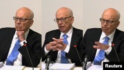 მედიამაგნატი რუპერტ მერდოკი ჩვენებას აძლევს ეთიკის საკითხების კომისიას