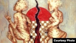 Австрияда байырлаган кыргыз сүрөтчүсү Асатилла Тешебаевдин жик кеткен үй-бүлө тууралуу 2009-жылы тарткан сүрөтү. "Азаттыктын" архиви. 13.4.2011.