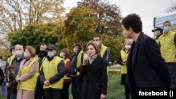 Maia Sandu 2020. november 7-én, a moldovai elnökválasztás két fordulója között.