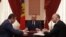 Președintele Igor Dodon (centru) alături de premierul Pavel Filip (dreapta) și spicherul Andrian Candu (stânga)