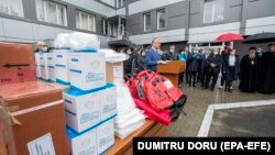 Președintele Igor Dodon la ceremonia de primire a ajutoarelor din România, Chișinău, 7 mai 2020