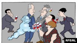Karikatura "Slavljenici" Predraga Koraksića Coraxa