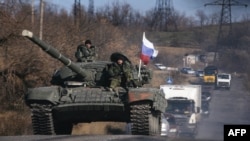 Танк боевиков группировки «ЛНР» в Луганской области. Октябрь 2014 года