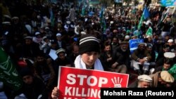 A protest to mark Kashmir Solidarity Day, in Lahore, on February 5. India and Pakistan have seen renewed tensions over Kashmir.