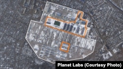 Осиповичи, фотография сделана 24 февраля. Новые и реконструированные здания выделены оранжевым цветом