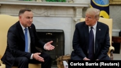 Andrzej Duda și Donald Trump, în timpul întâlnirii din 24 iunie de la Casa Albă
