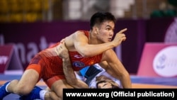 Эрназар Акматалиев Азиялык квалификациялык мелдештин жарым финалында. 11-апрель, 2021-ж. Алматы, Казакстан. 