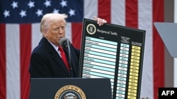 Президент США Дональд Трамп выступает с речью о введении пошлин, Вашингтон, 2 апреля 2025 года