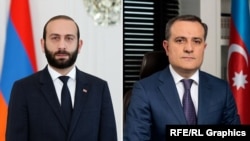 Армениянын тышкы иштер министри Арарат Мирзоян менен Азербайжандын тышкы иштер министри Жейхун Байрамов.