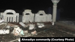 An Ahmadi graveyard in Lahore where grave stones have been vandalized.