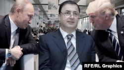 Владимир Путин, Лев Левиев и Дональд Трамп, коллаж