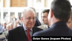 Ion Iliescu, primul președinte al României de după Revoluție, la un eveniment din martie 2017.
