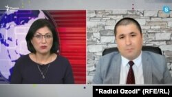 Скрин с видеобеседы Хиромон Бокизода с Шарофиддином Гадоевым