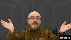 Украин коргоо министри Алексей Резников Киевдеги маалымат жыйынында. 5-февраль, 2023-жыл.