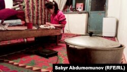 Айчурек готовит ужин.