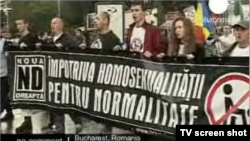 La o demonstrație homofobă la București în mai 2010