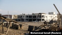 AFGHANISTAN -- A damaged hospital is seen at the site of an attack in a U.S. military airfield in Bagram, north of Kabul, ADecember 11, 2019