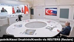 Vladimir Putin i Recep Tayyip Erdogan na video konferenciji, 10. mart