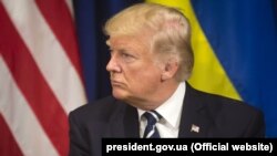Президент США Дональд Трамп під час зустрічі з президентом України Петром Порошенком. Нью-Йорк, 21 вересня 2017 року
