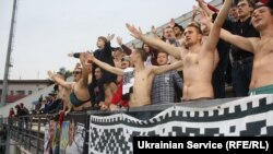 Сектор «Черно-белых» во время матча