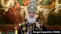 Патриарх Московский и всея Руси Кирилл во время литургии в храме Христа Спасителя, 1 февраля 2020 года