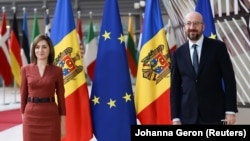 Charles Michel și Maia Sandu la Bruxelles, ianuarie 2021