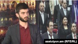 Член социал-демократической партии «Решение гражданина» Микаэл Наапетян в студии Азатутюн ТВ, Ереван, 6 мая 2019 г.