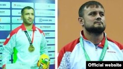 Таджикские борцы Комроншох Устопириён и Умед Хасанбеков