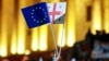 Флаги ЕС и Грузии на акции у здания грузинского парламента