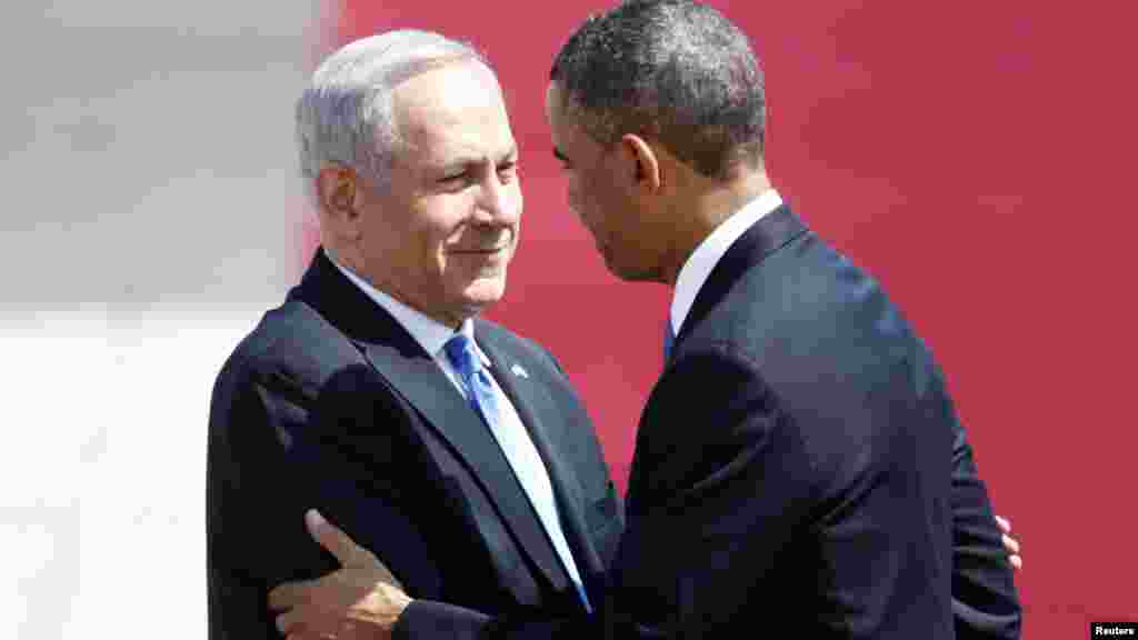 Izraelski premijer Benjamin Netanyahu pozdravio je američkog predsjednika Baracka Obamu na aerodromu Ben Gurion, 20. mart 2013. Foto: REUTERS / Darren Whiteside 