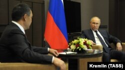 Встреча Садыра Жпарова и Владимира Путина 24 мая 2021 года в Сочи (Россия).