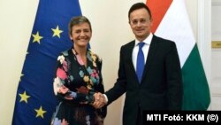Szijjártó Péter és Margrethe Vestager 2018-ban