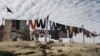 Beduin tábor Jeruzsálem és Maále Adumim ciszjordániai zsidó telep között 2021. december 3-án