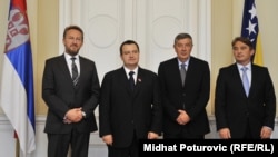 Ivica Dačić sa članovima Predsjedništva BiH Bakirom Izetbegovićem, Nebojšom Radmanovićem i Željkom Komšićem