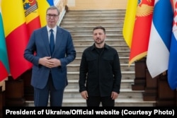 Президент України Володимир Зеленський та президент Сербії Александар Вучич на саміті Україна-Південно-Східна Європа, Одеса, 11 червня 2025 року