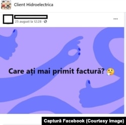 Postare într-un grup de Facebook
