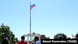 Orosz zászló Melitopolban